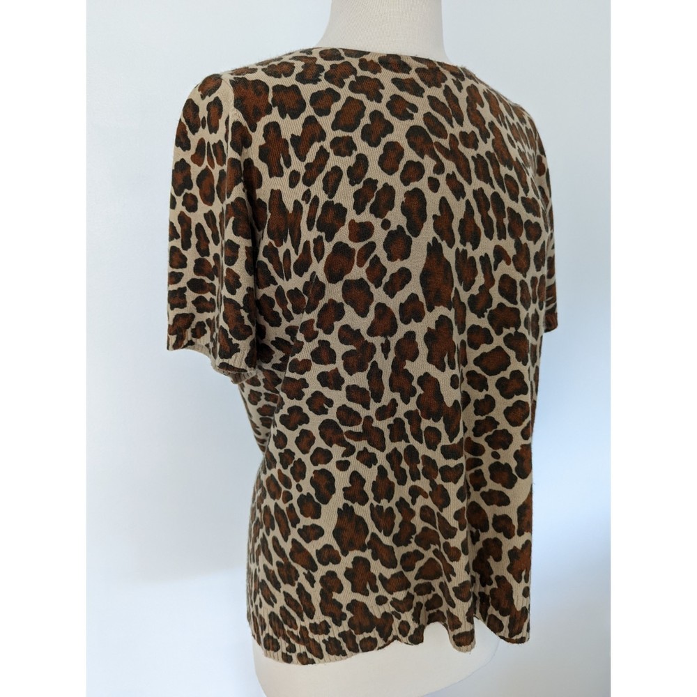 Avenue Leopard Print Short Sleeve Sweater | Women Size 14/16